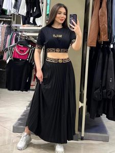 Women's Designer clothing Casual Embroidery Short sleeve luxury set Women's top Long skirt set Women's S-2XL plus size dress women