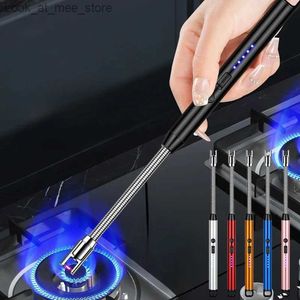 Lighters Windproof kitchen electric USB light long candle barbecue gas stove ignition gun camping charging arc flameless plasma light Q240306