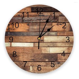 Orologi da parete Vecchia tavola di legno Marrone Silenzioso Home Cafe Arredamento per ufficio per arte della cucina Grande 25 cm