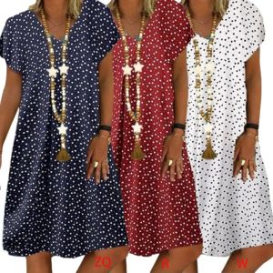 Vestido feminino plus size verão queimado manga curta com decote em v solto midi vintage coração impresso cor sólida vestido de verão s5xl