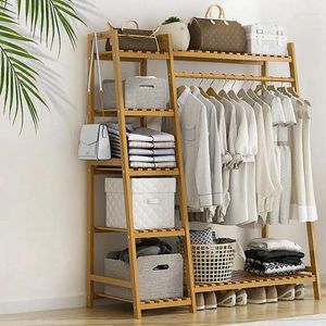 Storage Boxes Floor Garment Rack Home Standing Clothes Shelf With Multi Layers Wall Shelves Hanger Coat