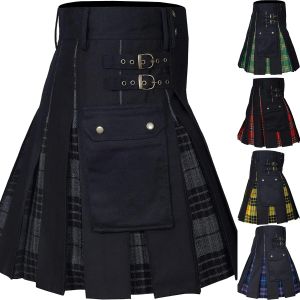 gonna Kilt da uomo, Utility Kilt, 100% cotone Jeans Kilt ibrido, gonna in denim Kilt da uomo tradizionale a pieghe scozzese moderno