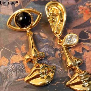 Stud Personality Eyes Earring Devils Eye Nose Mouth for Women Men Y2K Punk Vintage Jewelry Gold Color Metal 231127
