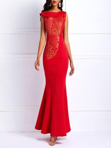 Pailletten Party Bodycon Meerjungfrau Langes Kleid Frauen Elegante Dünne Rüschen Büro Damen Prom Abend Formale Solide Rot Sexy Maxi Kleider T9054441