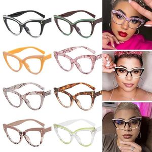 Sonnenbrille, modische Brillen, blendfrei, für Damen, gefälschte Brille, Katzenauge, nicht verschreibungspflichtiger Rahmen, Anti-Blaulicht