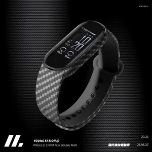 Cinturini per orologi cinturino in fibra di carbonio moda per Xiaomi Mi M3 M4 M5 M6 M7 cinturino in TPU cinturino Miband 3 4 5 6 7