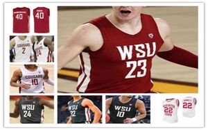 Custom Washington State Cougars WSU College Basketball Jerseys Klay Thompson Noah Williams Michael Flowers Tyrell Roberts Efe Abog5598188