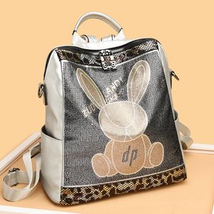 Factory outlet shoulder bag 4 colors street personality totem casual backpack punk wind diamond handbag simple Joker cartoon fashion student backpack 8231#