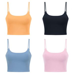 Damen-Designer, einfarbig, Slim-Fit-Sport-BH, Fitness-Weste, sexy einfarbiges Tank-Top, Brustpolster, weiches, schweißableitendes, atmungsaktives Dessous-Unterhemd