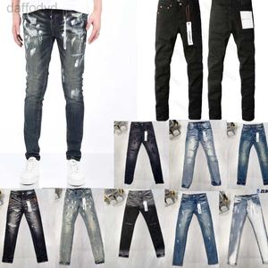 Mäns jeans Purple Mens Designer Distressed Black Ripped Biker Slim Fit Motorcykelcyklister Pants For Men Fashion Design Streetwear Size 29-40. 240305