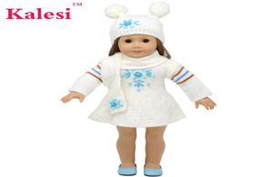 Roupas de boneca de menina de 18 polegadas, vestido suéter com chapéus e cachecol longo para presente de festa infantil, acessórios de roupas de boneca 3526904