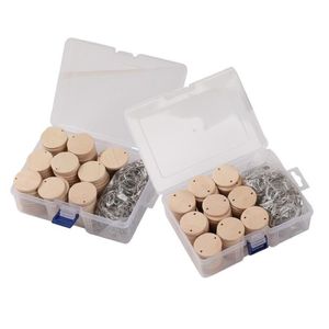 Chaveiros 100 pcs fatias de madeira natural chaveiro inacabado discos de log pré-perfurados redondos círculos de madeira em branco com chaveiros267k