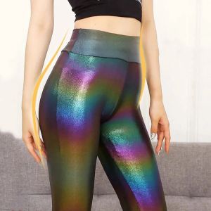 Leggings Pantaloni a matita Leggings a vita alta lucidi Donna Ecopelle Pantaloni push up elasticizzati moda streetwear sexy Nuova primavera