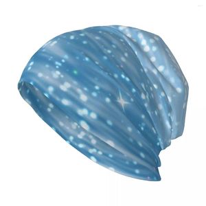 Basker blå glitter stilfull stretch stickad slouchy beanie cap multifunktion skalle hatt för män kvinnor