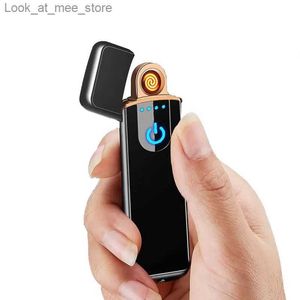 Lighters Hot Portable USB Windproof Plastic Lamp Charging Touch Sensor Cigarette Accessories Mens Gift Q240305