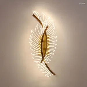 Lampada da parete moderna LED Gold Wing per camera da letto comodino Sconce paralume in acrilico apparecchi di illuminazione notturna per interni domestici AC 110 V / 220 V