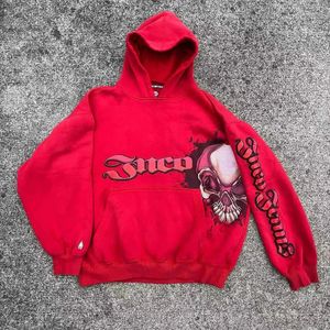 Y2k Felpa con cappuccio JNCO Gothic Red Skull Ricamo Pullover Felpa Hip Hop Vendita Personalità Retro Felpe con cappuccio Donna Uomo Streetwear 240222