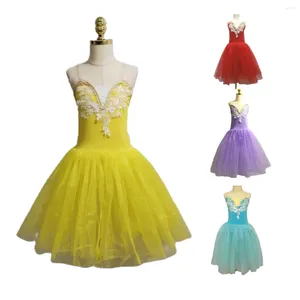 Stage Wear Ballet Dance Dress Long Skirt Swan Lake Modern Sling Girls Professional Performance Costume