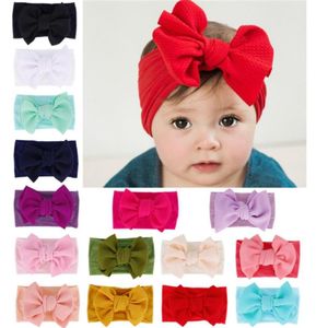 Passar alla Baby Large Bow Girls pannband Big Bowknot headwrap barn båge för hår bomullsbrett huvud turban spädbarn nyfödd pannband293o5444717