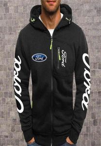 Nya män039s hoodies ford mustang biltryck casual hiphop svart huva fleece tröjor blixtlås jacka män topps1086461