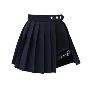 kjol svart punk veckad ruched mini short empire kjol rock and roll s