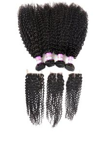 Mongolian Kinky Curly Hair With Closure Mongolian Virgin Hair With Lace Closure Mongolian Deep Curly Human Hair 3 Bundles With Clo5667773