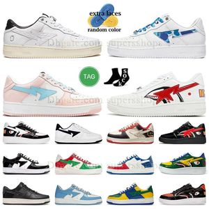 2024 hot casual shoes low sk8 abc camo combo pink patent leather sta block shark black white m2 orange green shark mens women sneakers schuhe platform loafer suede ape