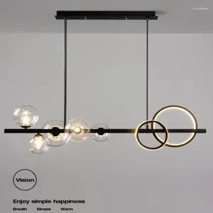 Pendelleuchten Moderne Glasblasenlichter Schwarz / Gold Lange Halterung Hängebeleuchtung Bar G9 Glühbirne für Esszimmer Küche Restaurant