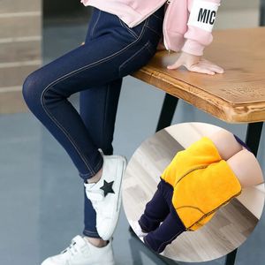 Winter Pants For Girls Children Warm Leggings Kids Slim Trousers Thick Velvet Jeans 3-11Years Baby Girl Stretch Pencil Pants 240226