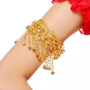 Charme pulseiras dança do ventre sino braço corrente traje com pulseira de anel de jóias étnicas