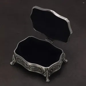 Jewelry Pouches Vintage Box For Earrings Necklace Ring Pendant Organizer Casket Heart Shaped Creative Metal Display Storage