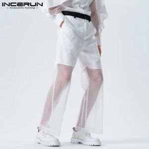 Pants INCERUN 2023 American Style Fashion Men Chiffon Perspective Wide leg Trousers Casual Male Sexy Comfortable Thin Long Pants S5XL