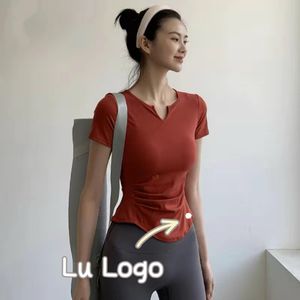 lulululu Designer Abbigliamento da yoga Abbigliamento da donna ad asciugatura rapida dimagrante V-Lead Running Step fitness top Pilates badminton wear genuino di alta qualità