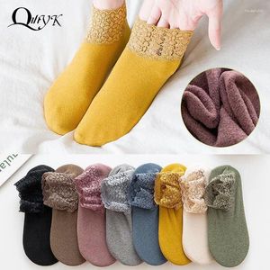 Women Socks Velvet Floor Lace Women's Silicone Non-slip Mid-tube Autumn And Winter Super Soft Thick German Warm Loose