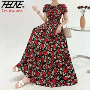 Dress Vestidos Robe Maxi Long Sexy Dress Women Summer Indian Clothes Bohemian Cotton Print Floral Boho Korean Fashion Style Casual