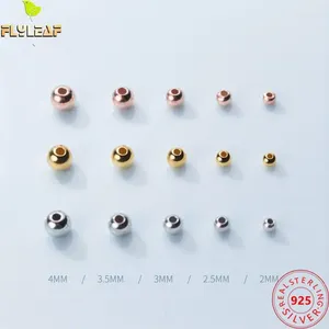 Gevşek değerli taşlar Toptan 925 STERLING Gümüş 2-6mm Pürüzsüz Yuvarlak Boncuk Mücevherleri 18K Altın Diy Kolye Bilezikleri