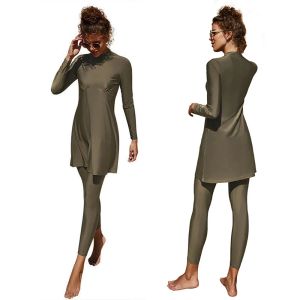 Costume da bagno estivo Burkini costume da bagno musulmano due pezzi donna taglie forti costume da bagno a maniche lunghe ad asciugatura rapida costume da bagno da surf da spiaggia conservatore