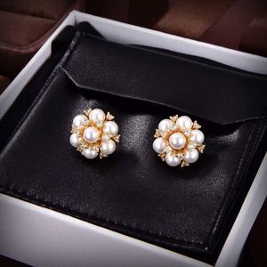Snow pearl earrings Designer Stud earrings for women wedding gift letter diamonds love earrings 18K gold luxury jewelry