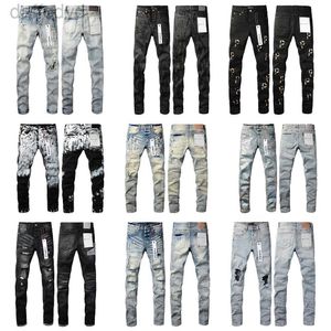 Jeans masculinos jeans perna reta para homens designer homens designer hip hop moda mens calças de alta qualidade roxo motocicleta legal denim pant 240305