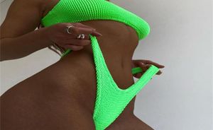 Solid Ribbed Wide Stems Tank Bikini Set Push Up Swimsuit For Women Sexig Neon Green Pink Swim Bathing Suit Women039s Badkläder 29020994