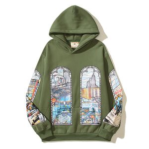 Baskılı polar kazak erkek sweatshirt ve hoodies bahar sonbahar kapüşonlu adam siyah yeşil