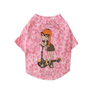 Designer Dog Clothes Brand Dog Apparel Summer Dog Shirts Soft Cotton Pet Clothes Breathable and Comfotable Puppy Cat Clothes with Scooter Girl Pattern S A625