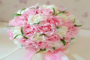 安い店の結婚式の好意手持ち花人工バラ花ウェディングブーケカラフルな白いラベンダーライラックパーフェクト5174342