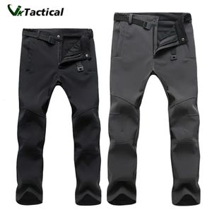 Winter Softshell Thermal Hiking Pants Tactical Pants Mens Fleece Cargo Pants Waterproof Warm Work Trousers 240305