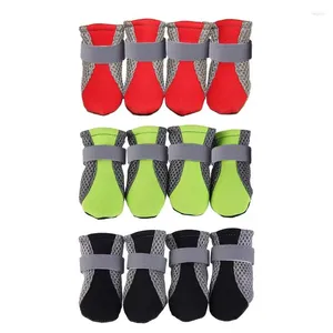 Dog Apparel Small Shoes Mesh Hiking Boots Protector 4pcs Breathable Adjustable Non Slip For Outdoor Running Walking Summer