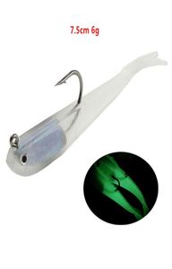 75 cm 6G Bionic Fish Hook Miękki przynęty Przynęty Pojedyncze haczyki Luminous szary silikonowy sprzęt do połowów Whole128153485