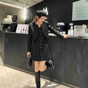 designer Shenzhen Nanyou High end MIU Home 23 New streamlined and neat short suit jacket with suspender skirt two-piece set DZGW