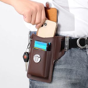 Fashion Leather Male Waist Pack Phone Pouch Bags Bag Mens Belt Multifunctional Water Proof Crossbody 240223