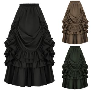 kjol kvinnors gotiska steampunk kjol viktorianska höglow rörelse kjol gotisk rörelse kjol renässansdräkt