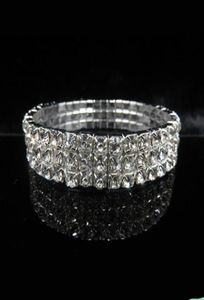 Wedding Evening Party Bransoletka Bling Bling 3 Row Rhinestone Crystal Brecal Bracelets Bangle Prom Bridal Jewelry Wedding A7590132